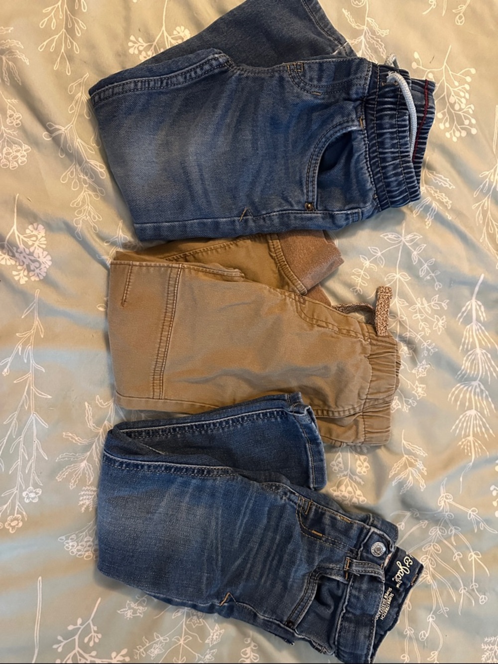 Cat & Jack Blue Denim and Tan Pull-On Kids Jeans Trio